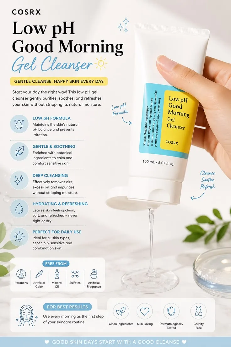 Cosrx Low pH Good Morning Cleanser 150ml Thumbnail 3 - Cosmetics